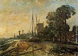 Johan Barthold Jongkind Canvas Paintings - Windmill near the Water